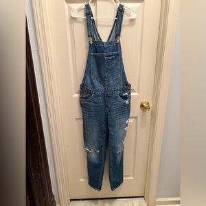 Hollister Blue Denim Women's Jeans distressed Overalls - Size Medium